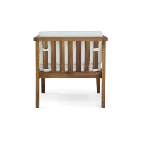4-Piece Teak Acacia Wood Patio Chat Set with Cushions - -