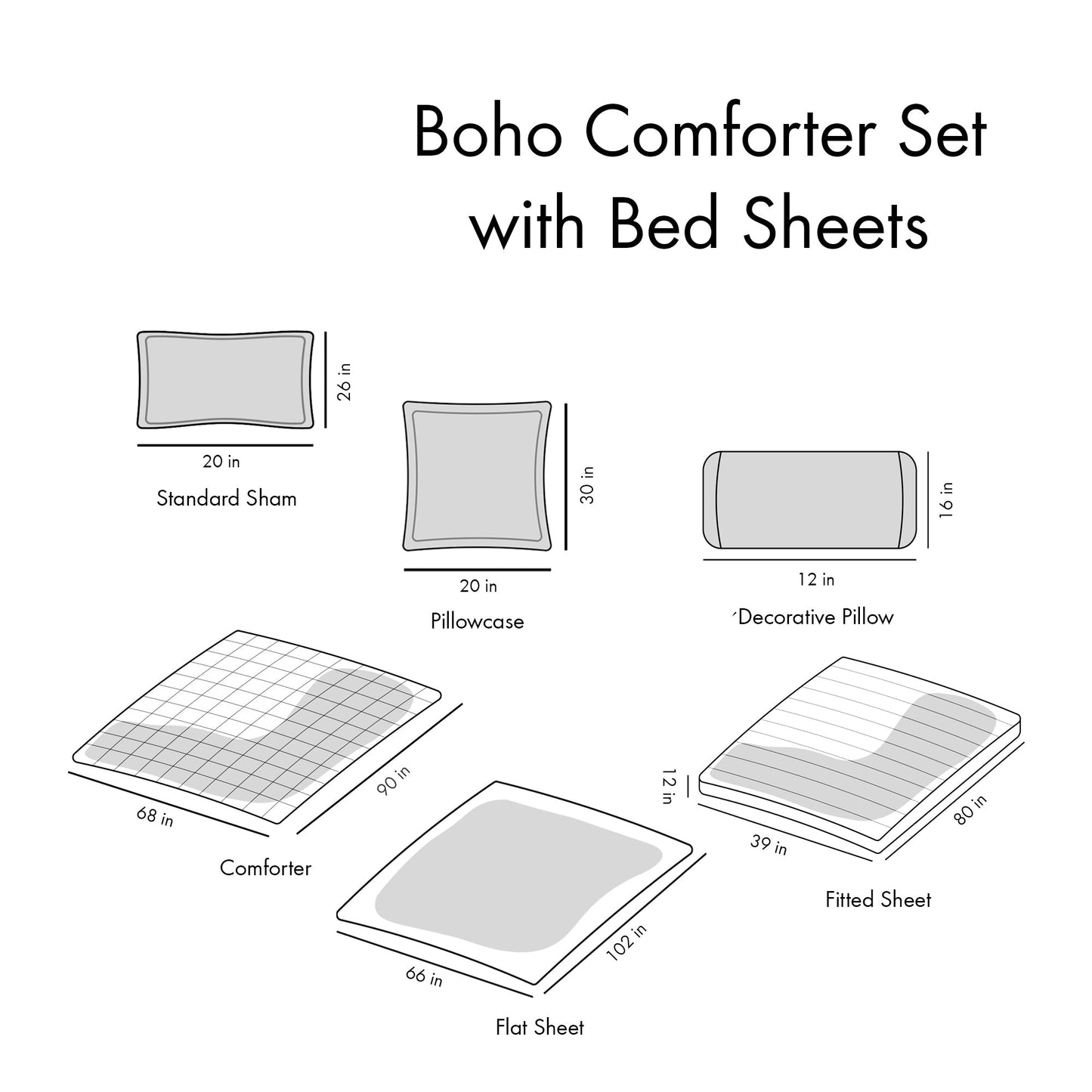 Twin XL Boho Comforter Set with Bed Sheets- HouseOfZazla- {{Product type}}