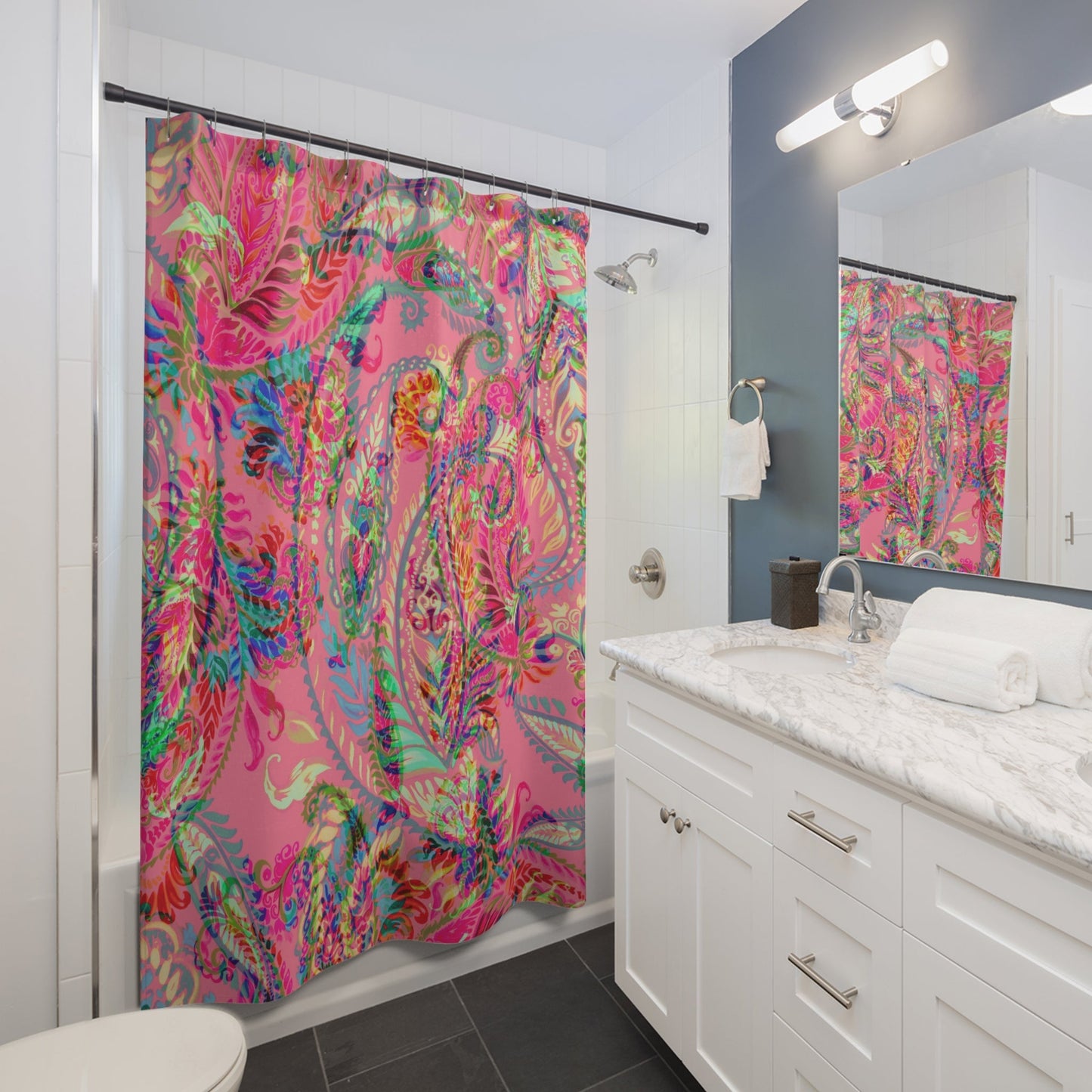 Vibrant Floral Shower Curtain - - Home Decor