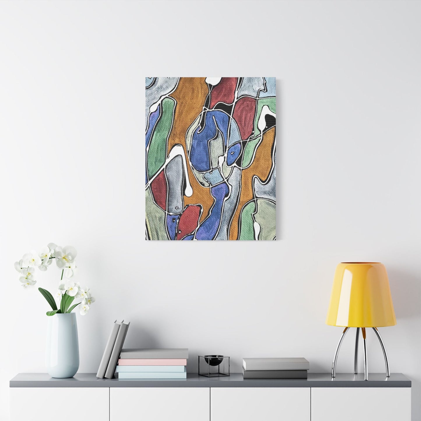 Blue Girl Satin Canvas Stretched