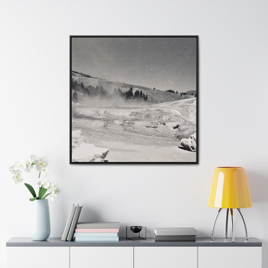 Mammoth Hot Springs Gallery Canvas Wraps Square Frame 36″ x 36″ Premium Gallery Wraps (1.25″) Black