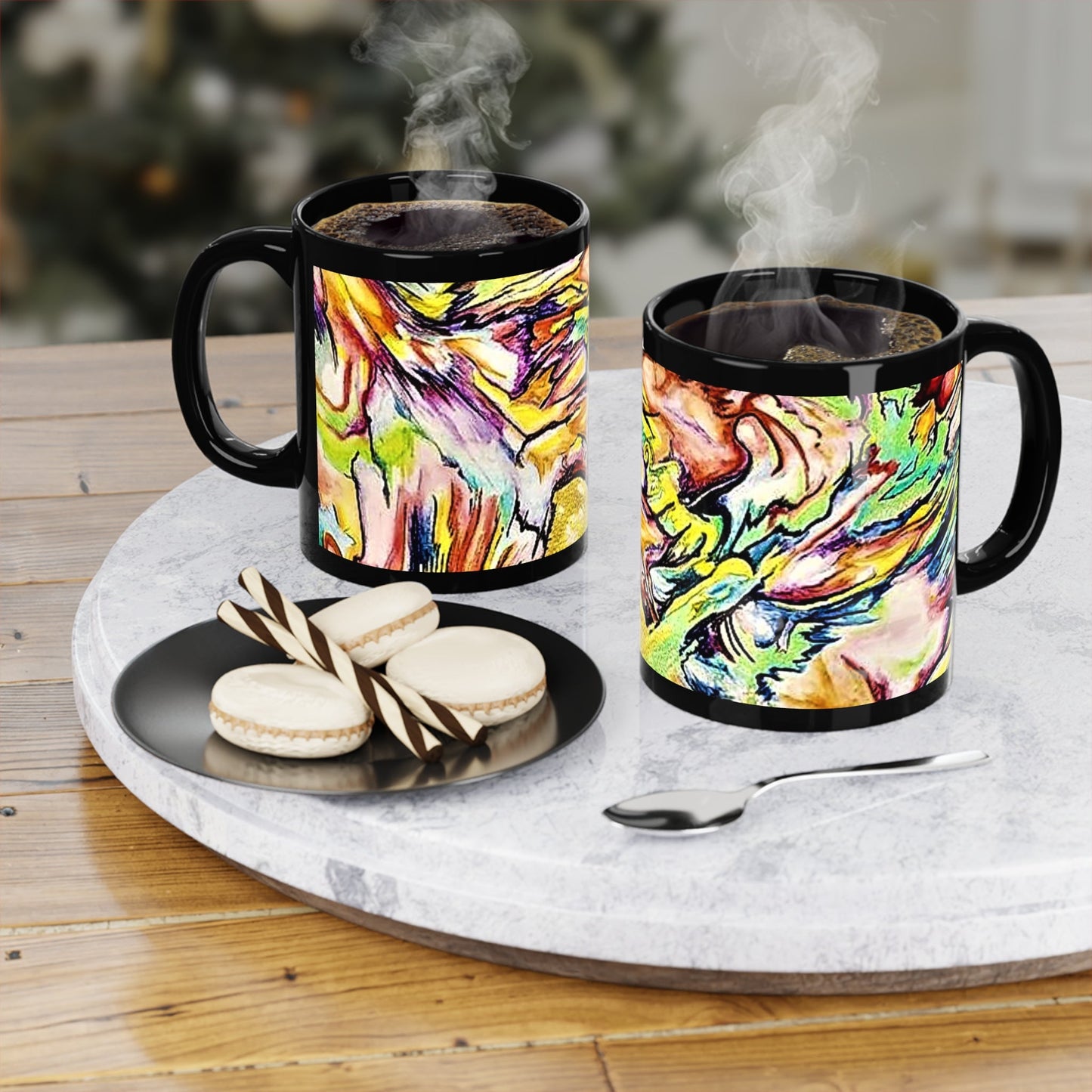 Rising Phoenix Black Coffee Mug 11oz - Kia Day Design