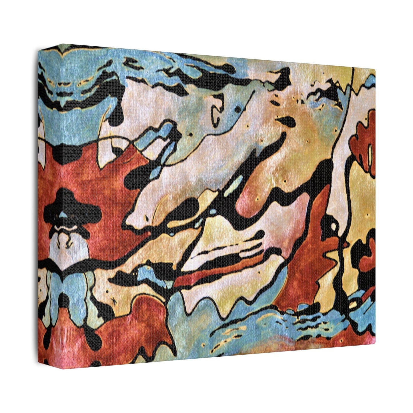 Blue Falls Satin Canvas Stretched