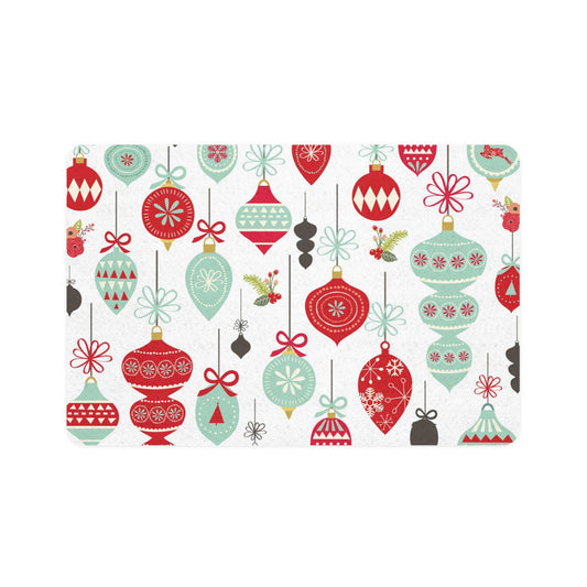 Vintage Christmas Ornaments Pet Food Mat