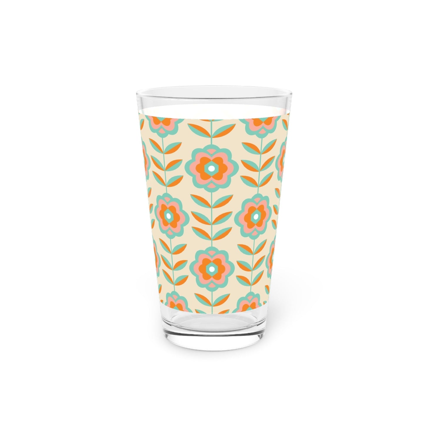 Floral Patterned Pint Glass - 16oz - Kia Day Design