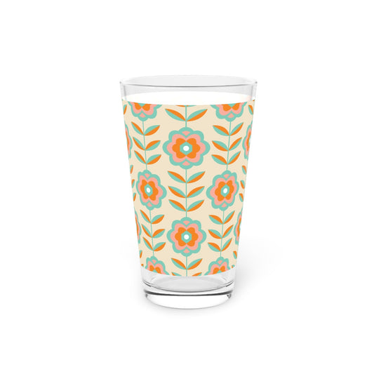Floral Patterned Pint Glass - 16oz - - drinkware