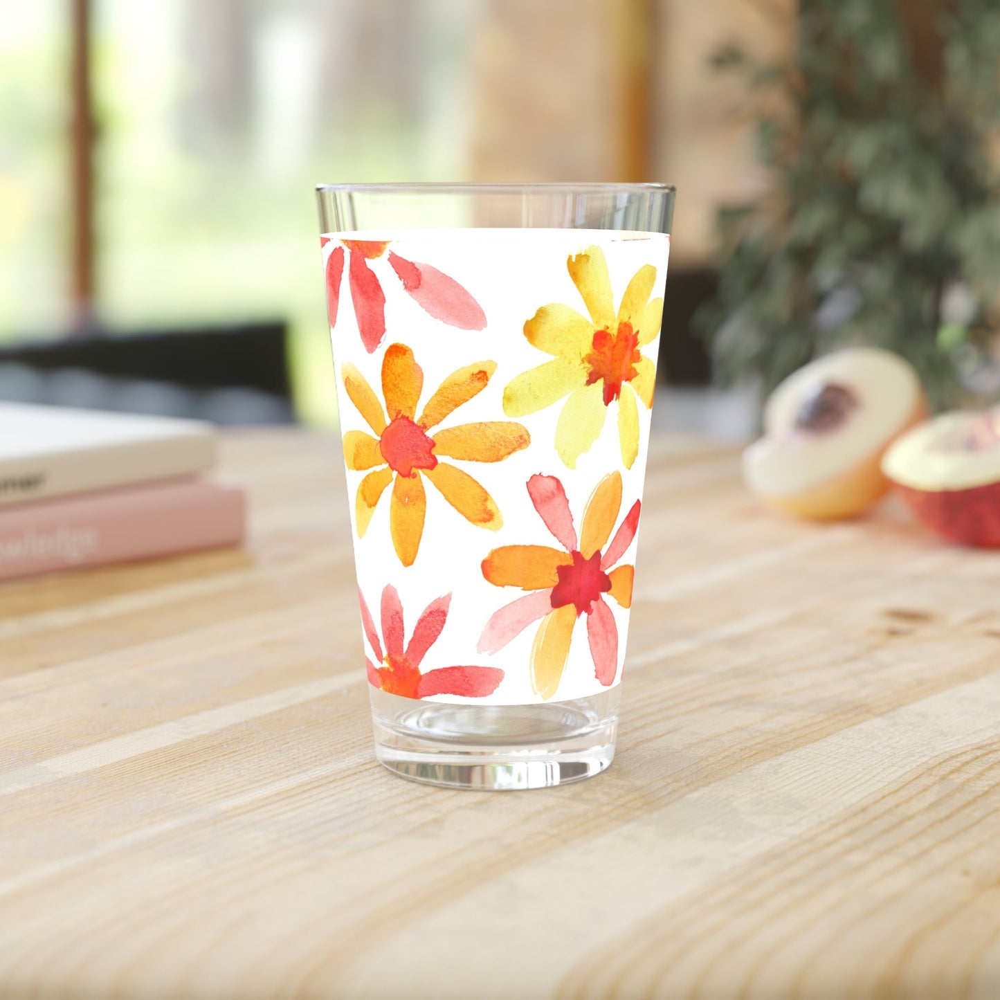 Floral Watercolor Pint Glass - 16oz - Kia Day Design