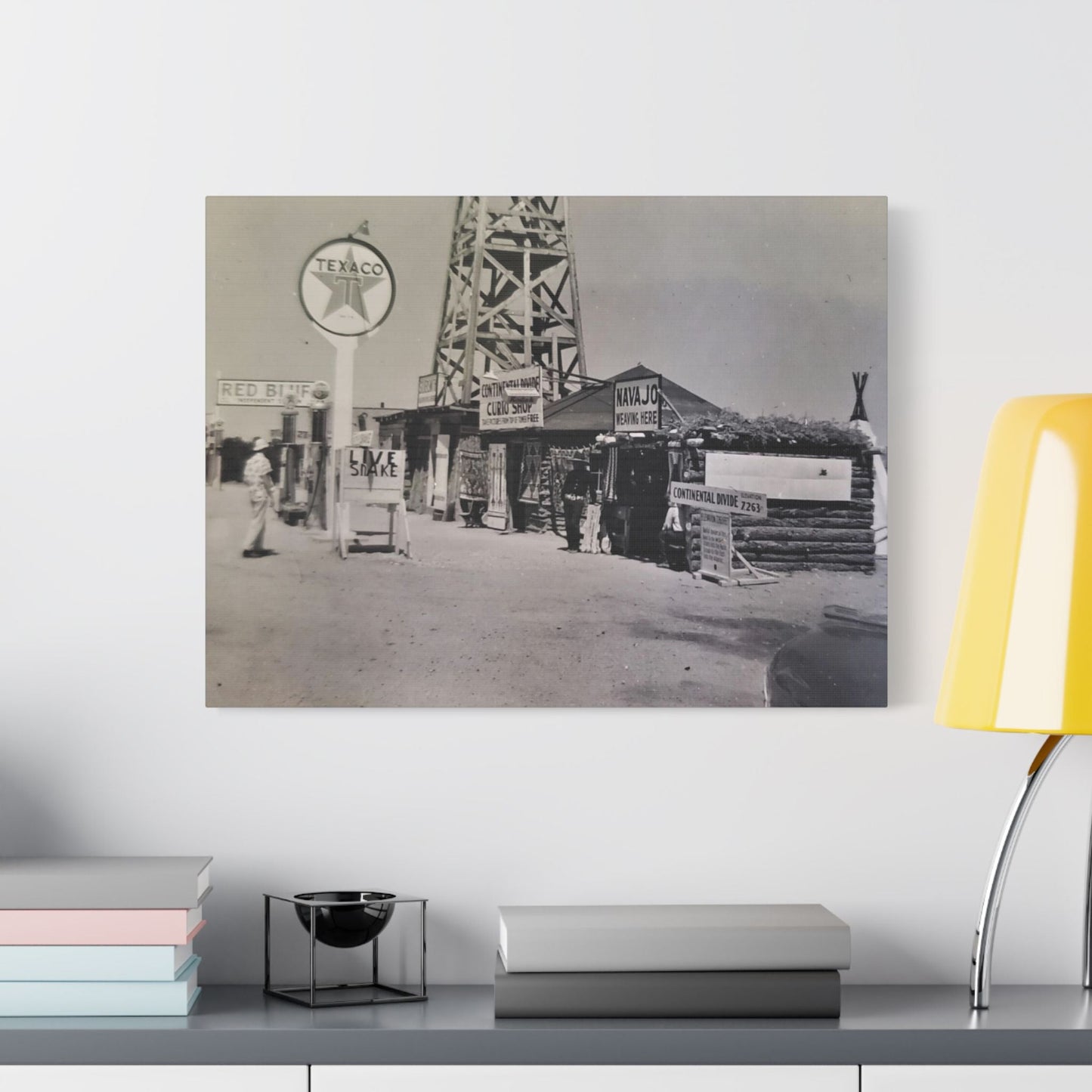 Texaco Station Continental Divide Satin Canvas Stretched 24″ x 18″ (Horizontal) 1.5"