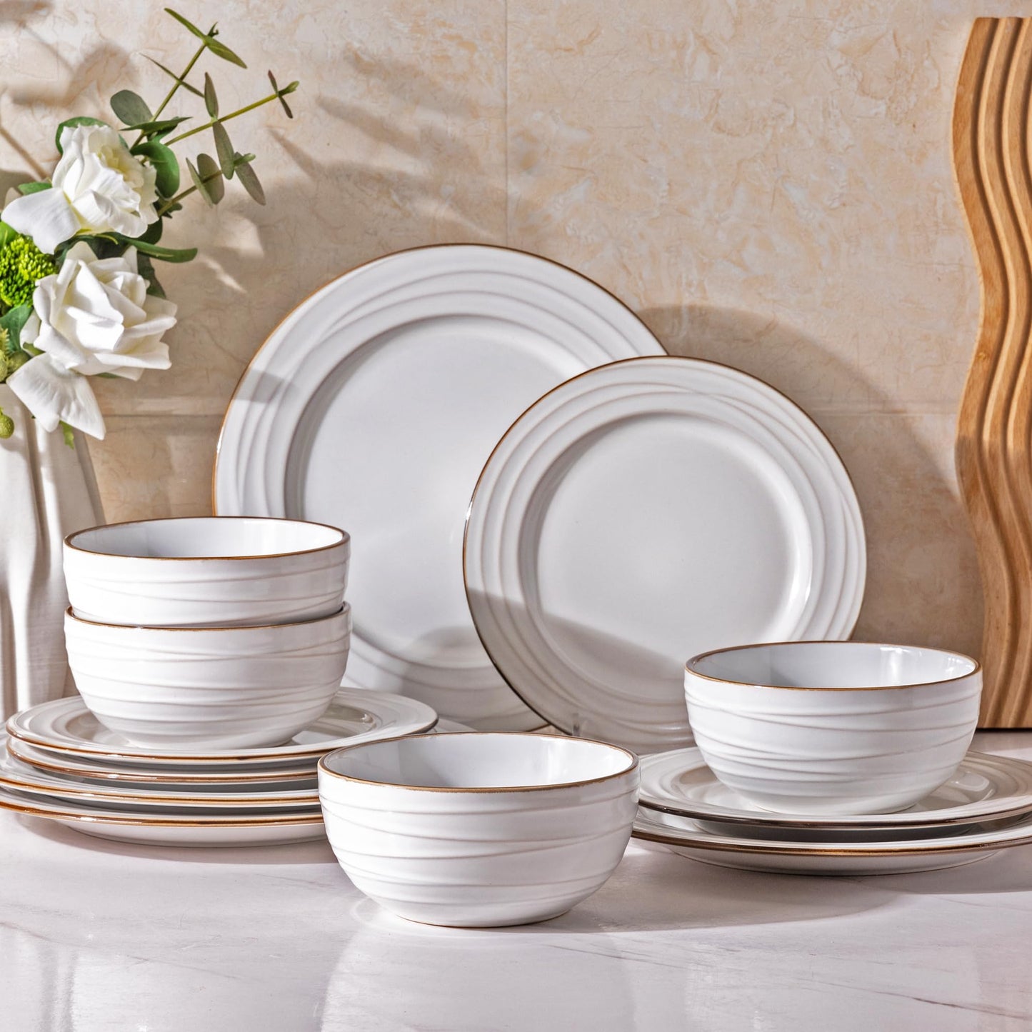 Elegant Stoneware Dinner Set for 4 - - dinner set