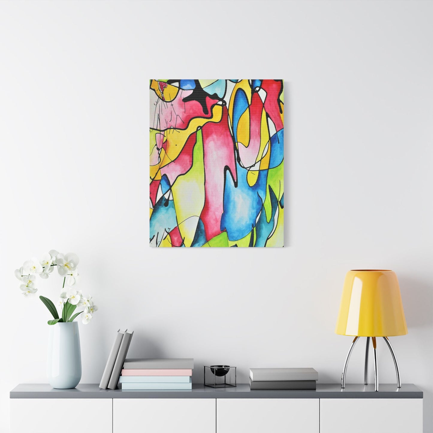 Blue Flame Satin Canvas Stretched