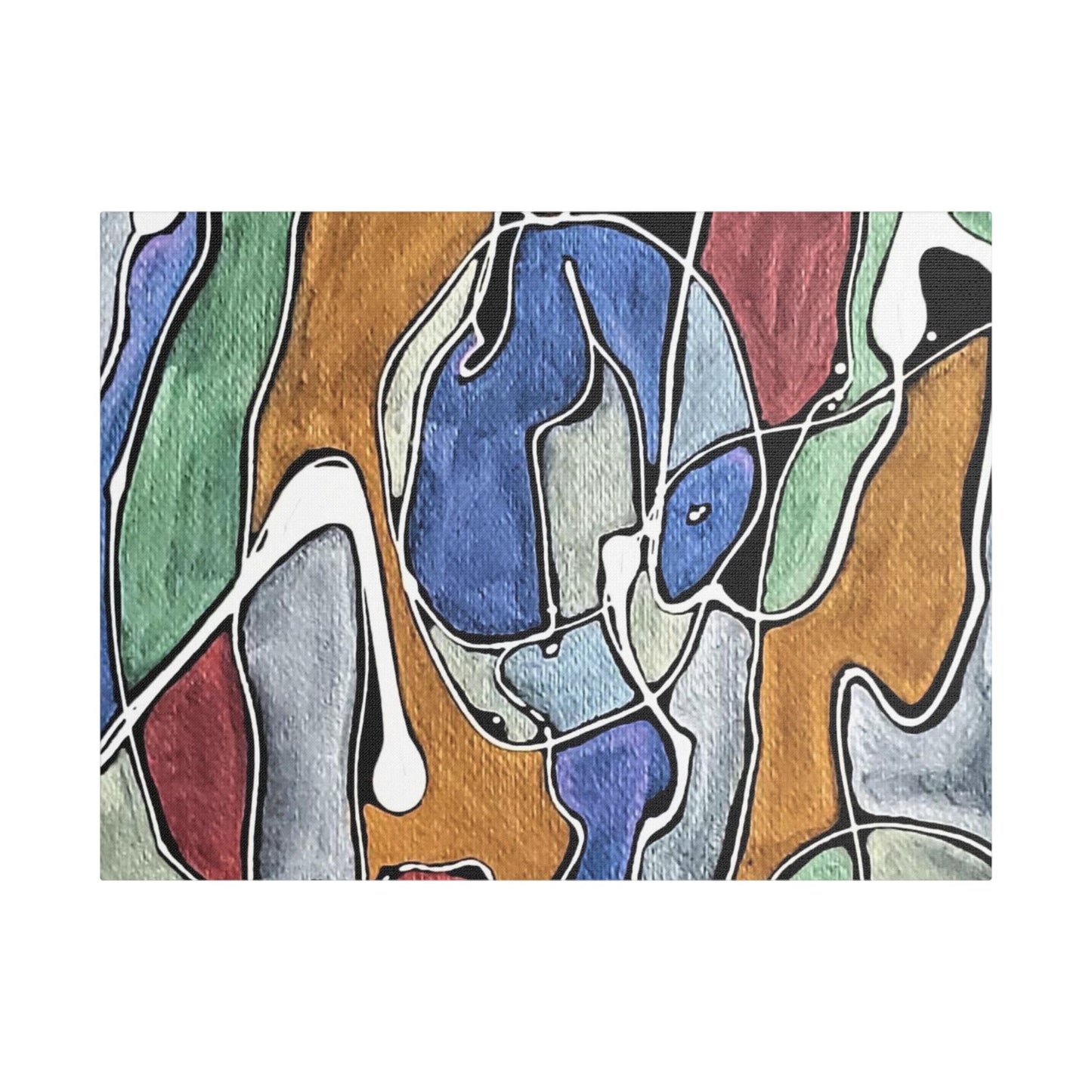 Blue Girl Satin Canvas Stretched 24″ x 18″ (Horizontal) 1.5"