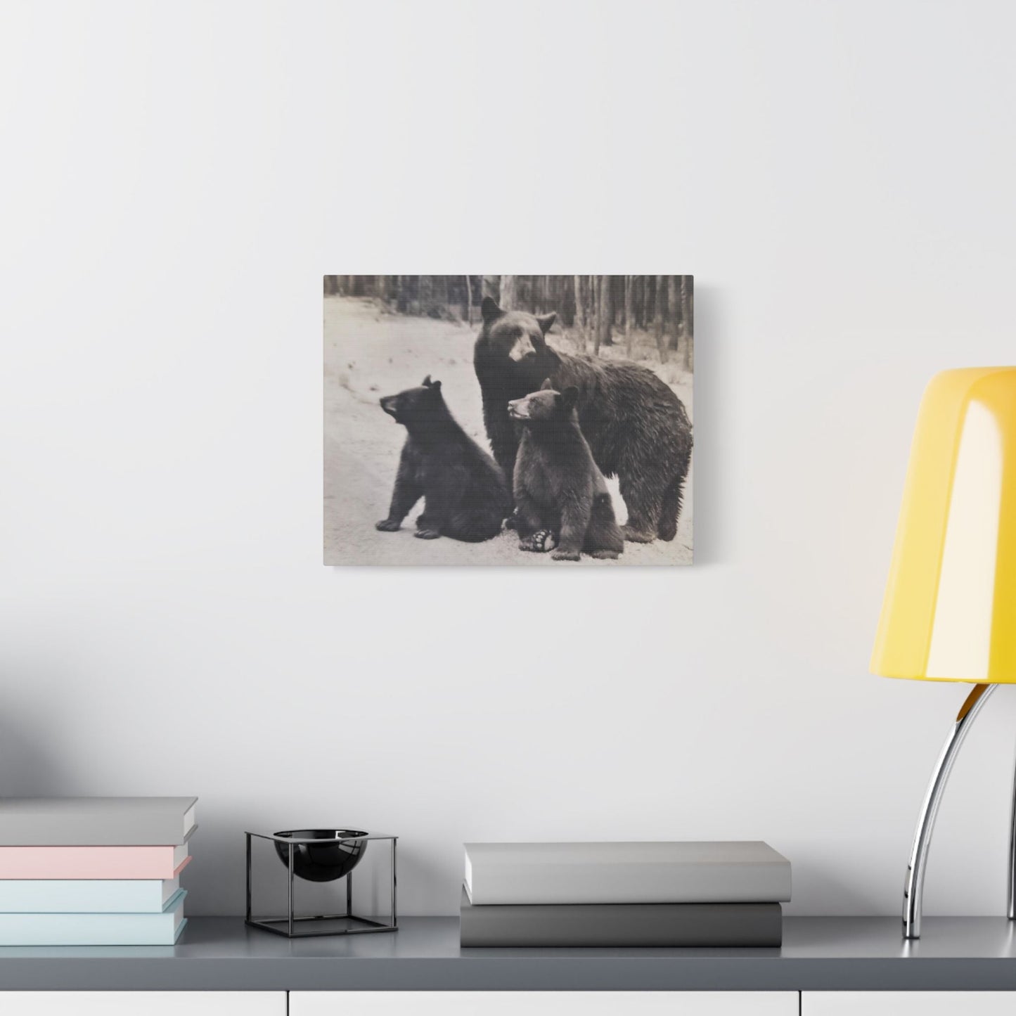 Yellowstone Black Bears Satin Canvas Stretched 14″ x 11″ (Horizontal) 1.5"