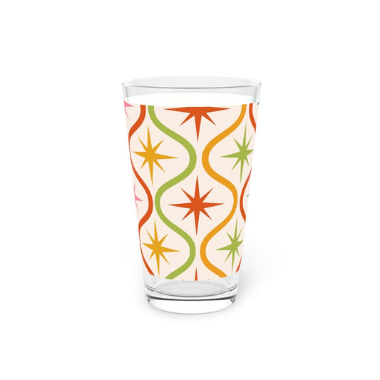 Retro Starburst Pattern Pint Glass - 16oz - - drinkware