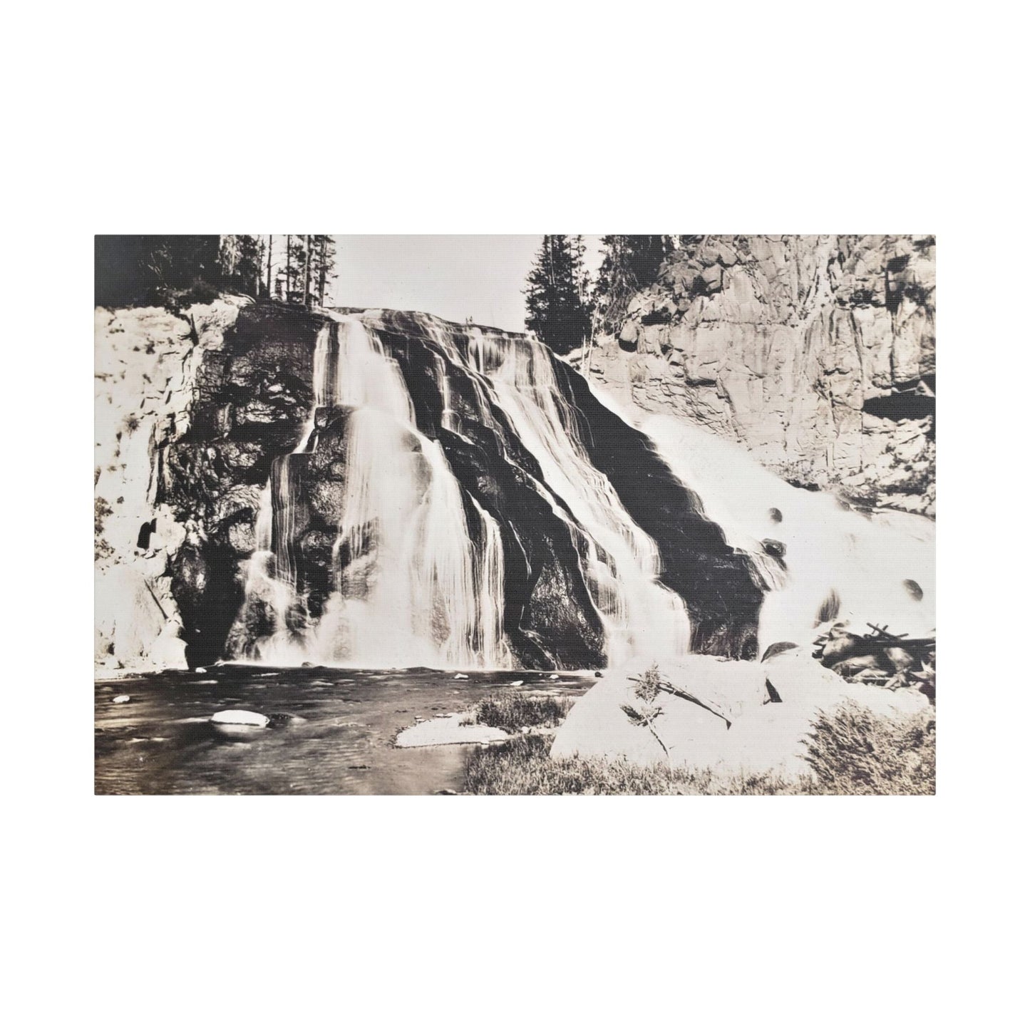 Gibbon Falls Yellowstone Satin Canvas Stretched
