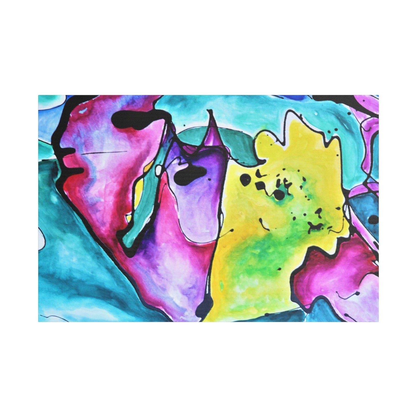 Cat Dog Satin Canvas Stretched 36″ x 24″ (Horizontal) 1.5"