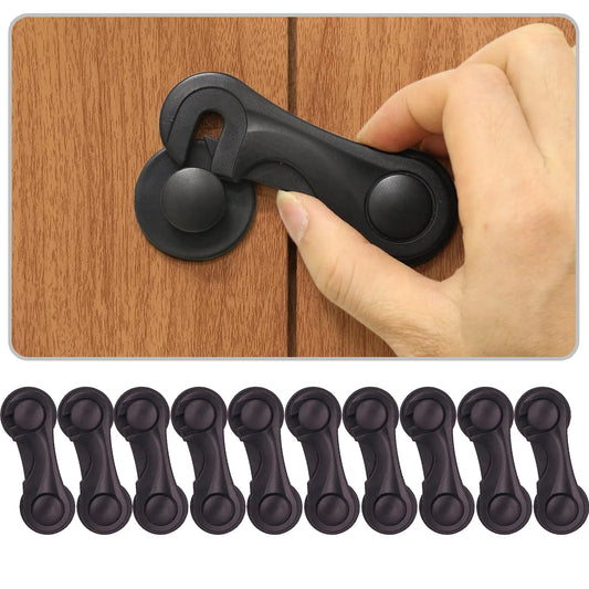Cabinet Locks Baby Proofing Childproof Cabinet Locks 10 Pack with Adhesive for Protecting Kids and Toddlers Child Safety Lock for Drawer Cupboards Closet and Pantry Door (Black) Kia Day Design