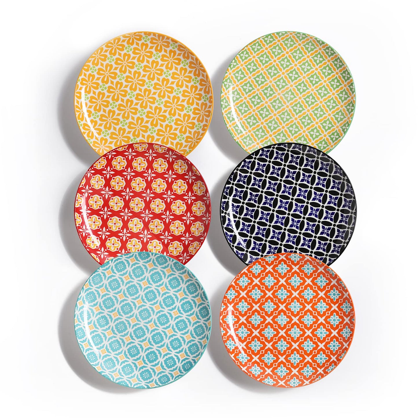 ColorJoy 8 in Ceramic Salad Plates - Set of 6 - - plate set