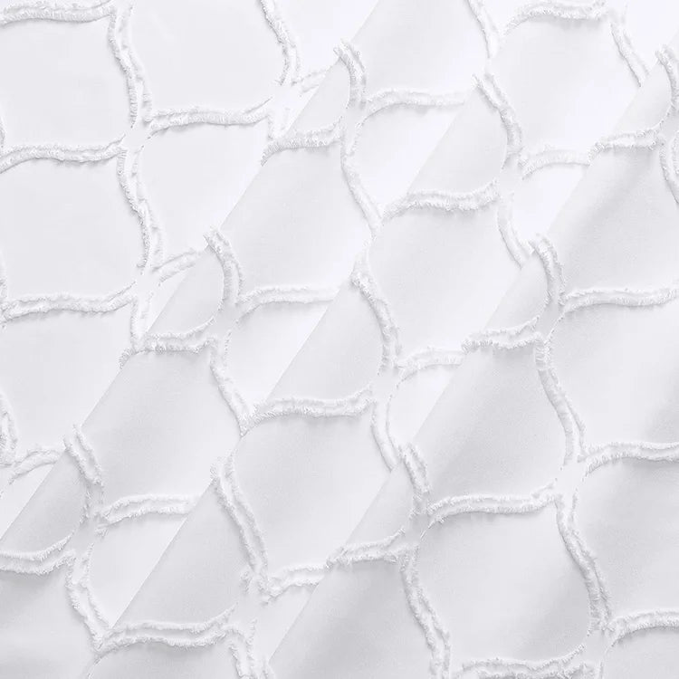 Textured White Fabric Shower Curtain