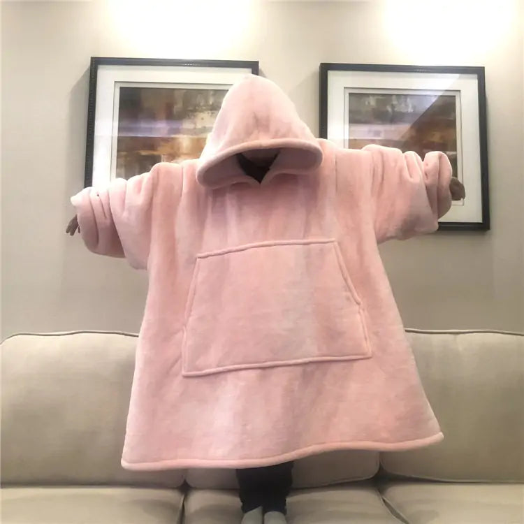 Fleece Wearable Blanket with Sleeves Big Pocket - Kia Day Design