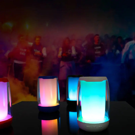 Portable Bluetooth Speaker with LED Light and FM Radio - Kia Day Design