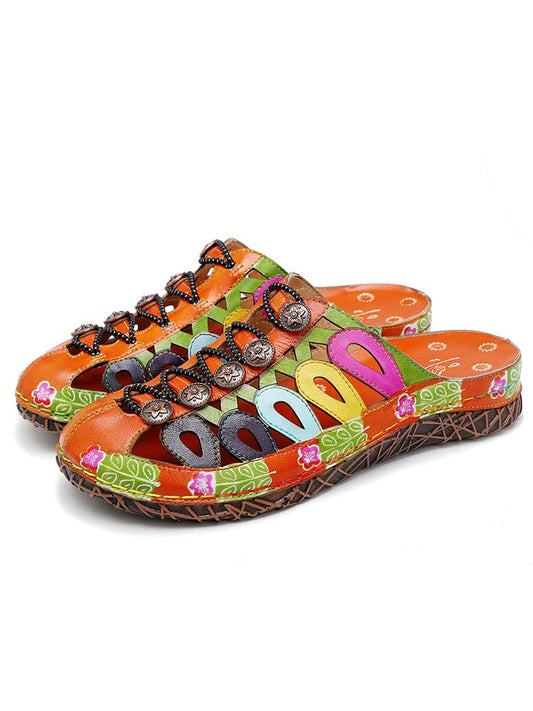 Vintage Handmade Colorful Sandals - - Sandals