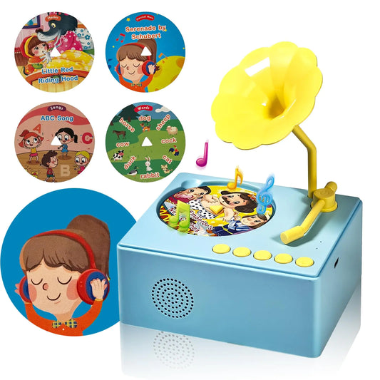 Kids Gramophone Record Player with 96 Learning Cards - Kia Day Design