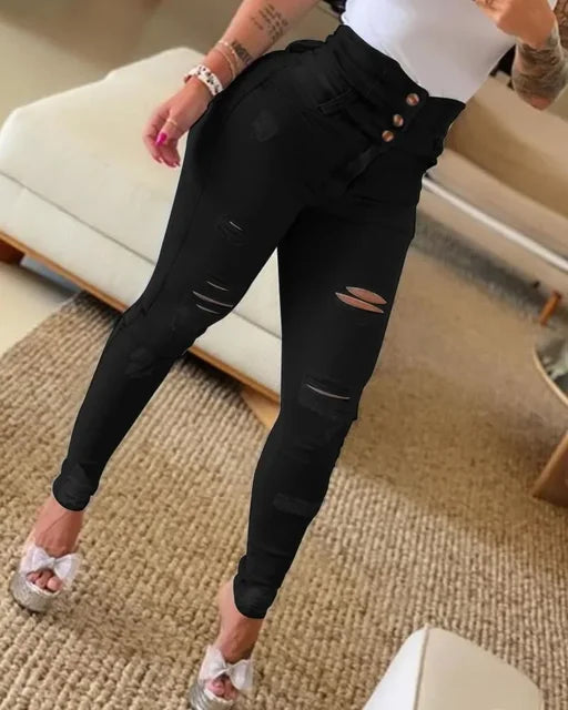 High Waist Ripped Jeans - Kia Day Design