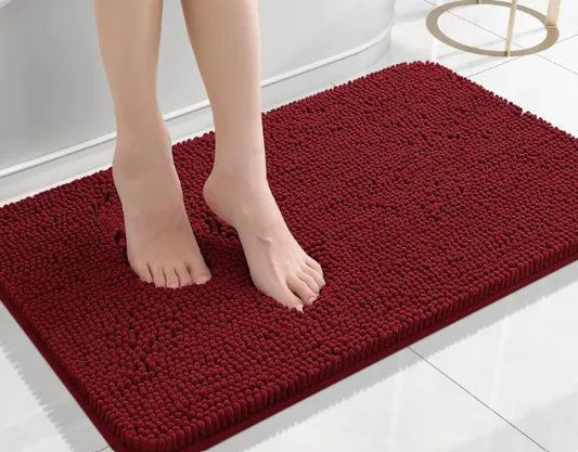 Long Chenille Non-Slip Floor Mat - Dark Red 40X60 - rug