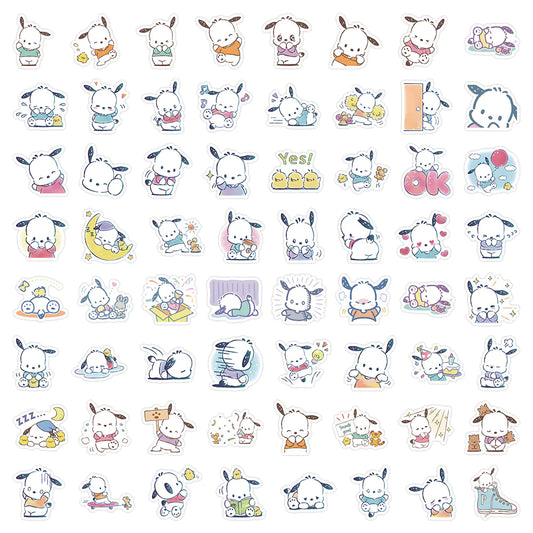 64 PCS Sanrio Waterproof Stickers - Pacha Dog & Puppy