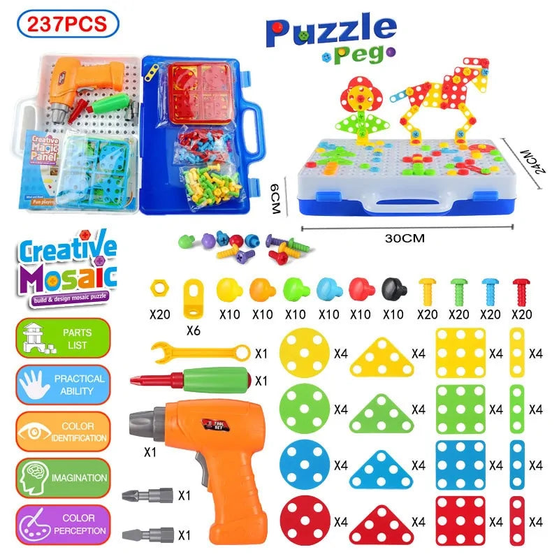 3D Mosaic Puzzle Building Set with Tools - Kia Day Design