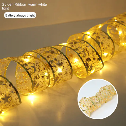 Christmas Ribbon Fairy Light String Garland - Warm White 3M (No Battery) - Lighting