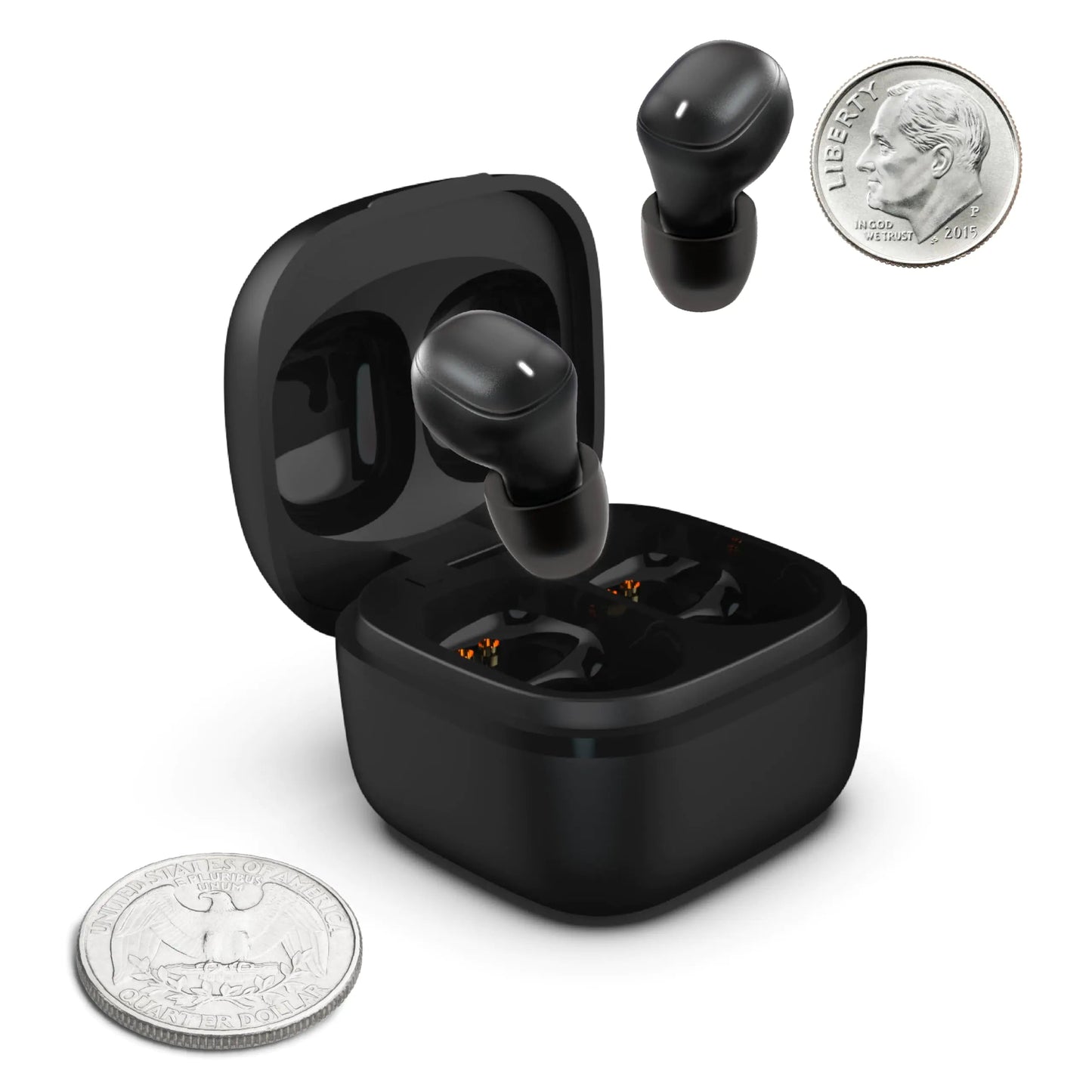 Coby Mini True Wireless Earbuds Worlds Smallest Wireless Ear Buds Lightweight in-Ear Headphones & Case Built-in Mic | Bluetooth Headphones 12-HR Play (Black) Kia Day Design