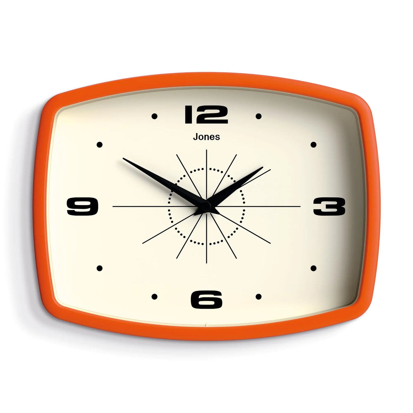 Orange Retro Rectangular Clock - - clock
