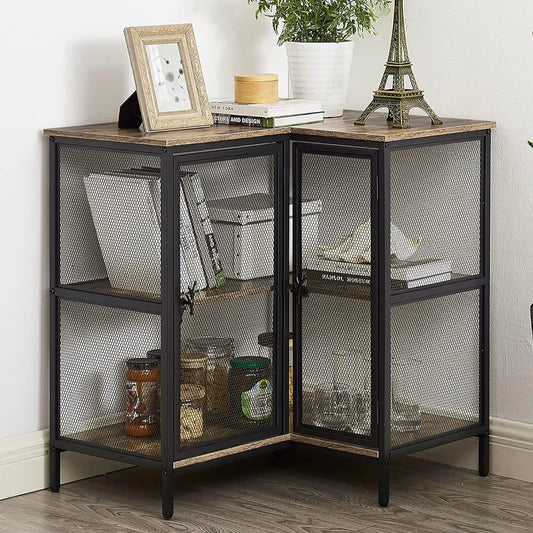 VECELO 3-Tier Corner Cabinet - - shelves