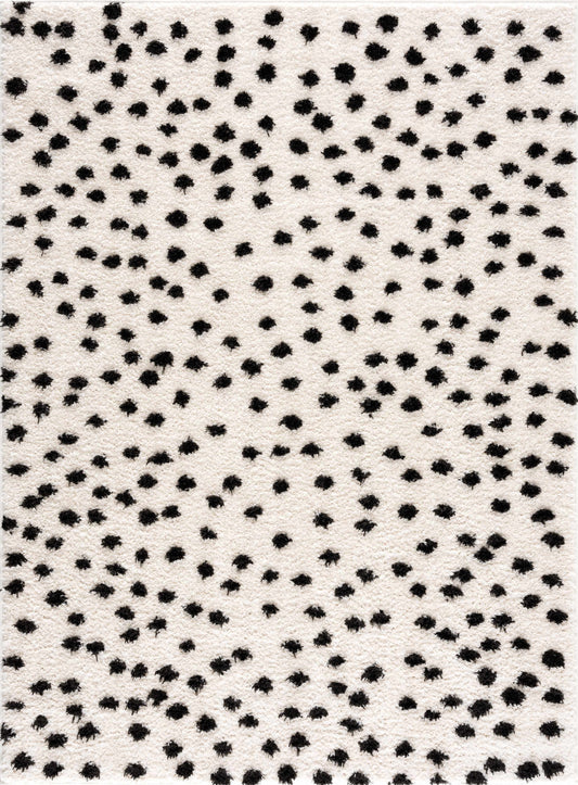 Cansu Black & White Dotted Area Rug - - Rugs