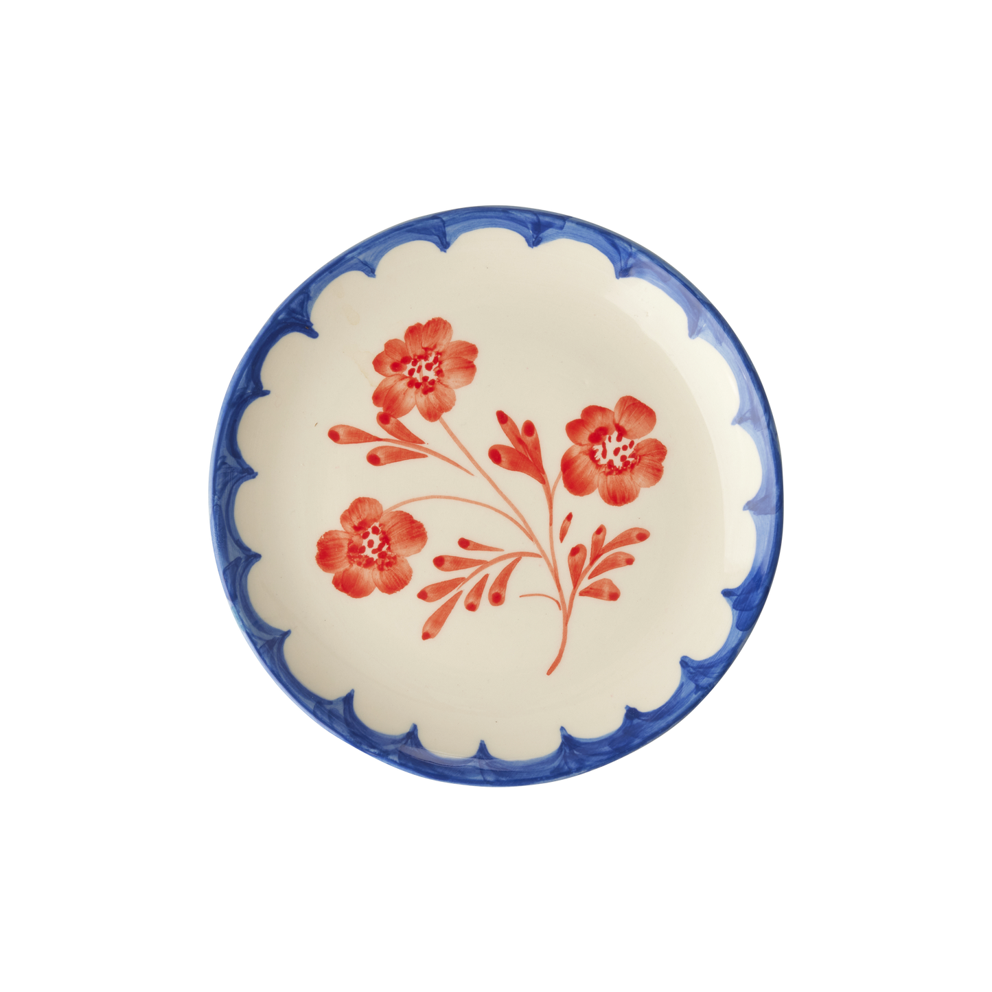 Ceramic Cake Plate with Hand Painted Vintage Flower - - Bowls