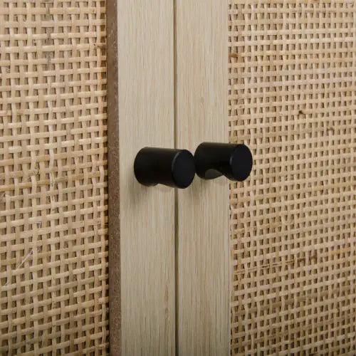 2 Door Rattan High Cabinet Built-in Adjustable Shelf - Kia Day Design