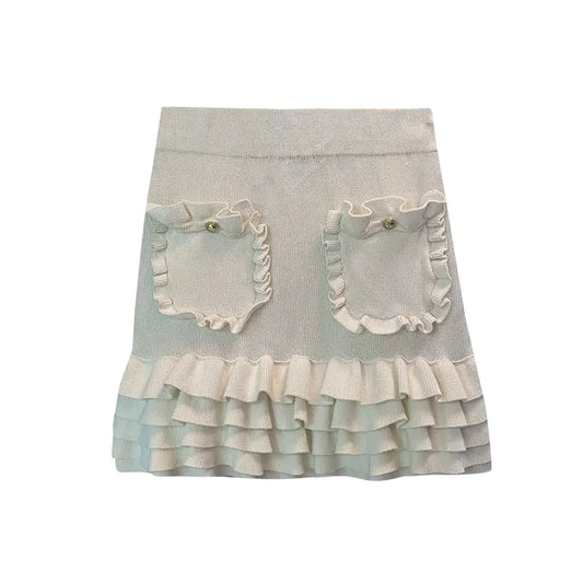 White Versatile Ruffled Skirt - White L - skirt