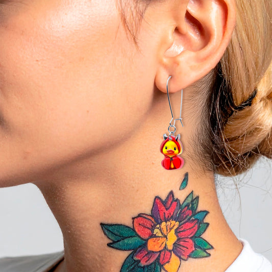 Hot Litle Devil Duck Dangle Earrings by Onyx O - - EARRINGS Dangle