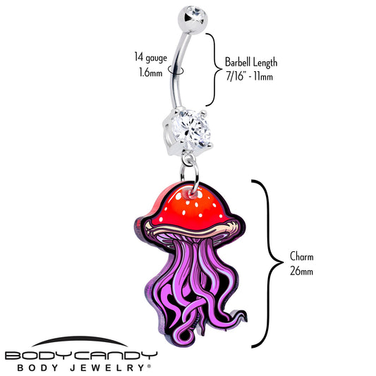 Double Gem Mushroom Jellyfish Dangle Belly Ring by Onyx O - - BELLY RING Dangle