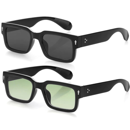 Kursan Square Thick Frame Black Sunglasses - Kia Day Design