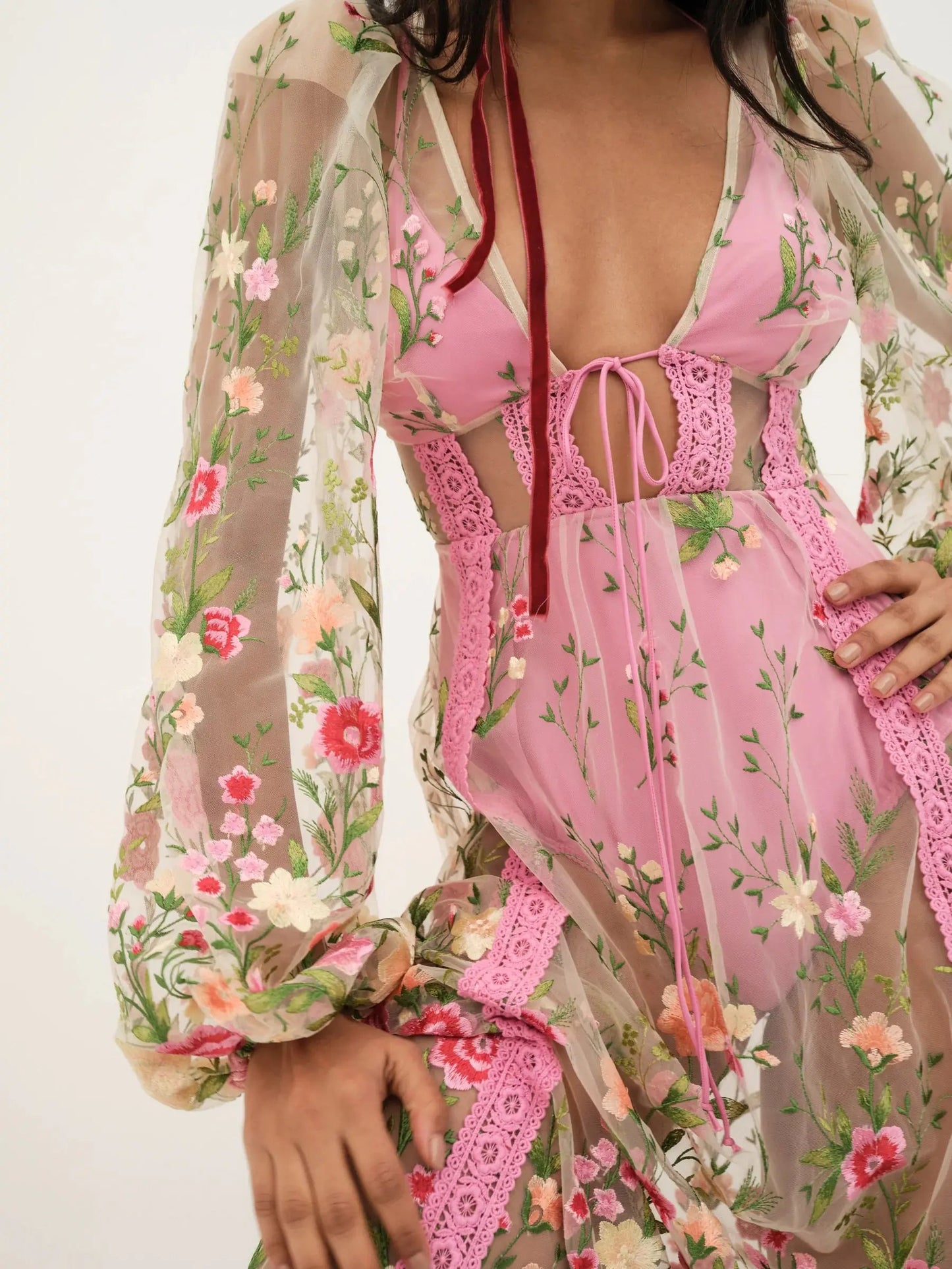 Long Sleeve V-Neck Dress - Kia Day Design