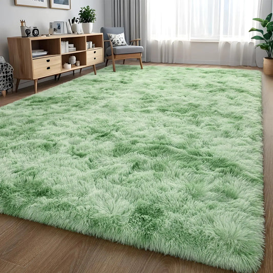 Sage Green Tie-Dyed Shaggy Non-Slip Rug - Kia Day Design