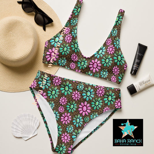 Baha Ranch Yeehaw Pink Turquoise Bikini - - Swim Wear