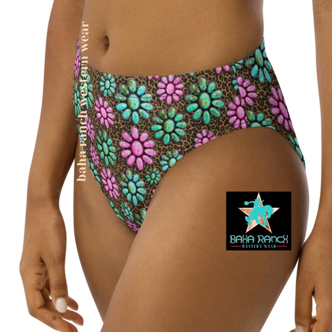 Baha Ranch Yeehaw Pink Turquoise Cowgirl Bikini Bottom - - Swim Wear