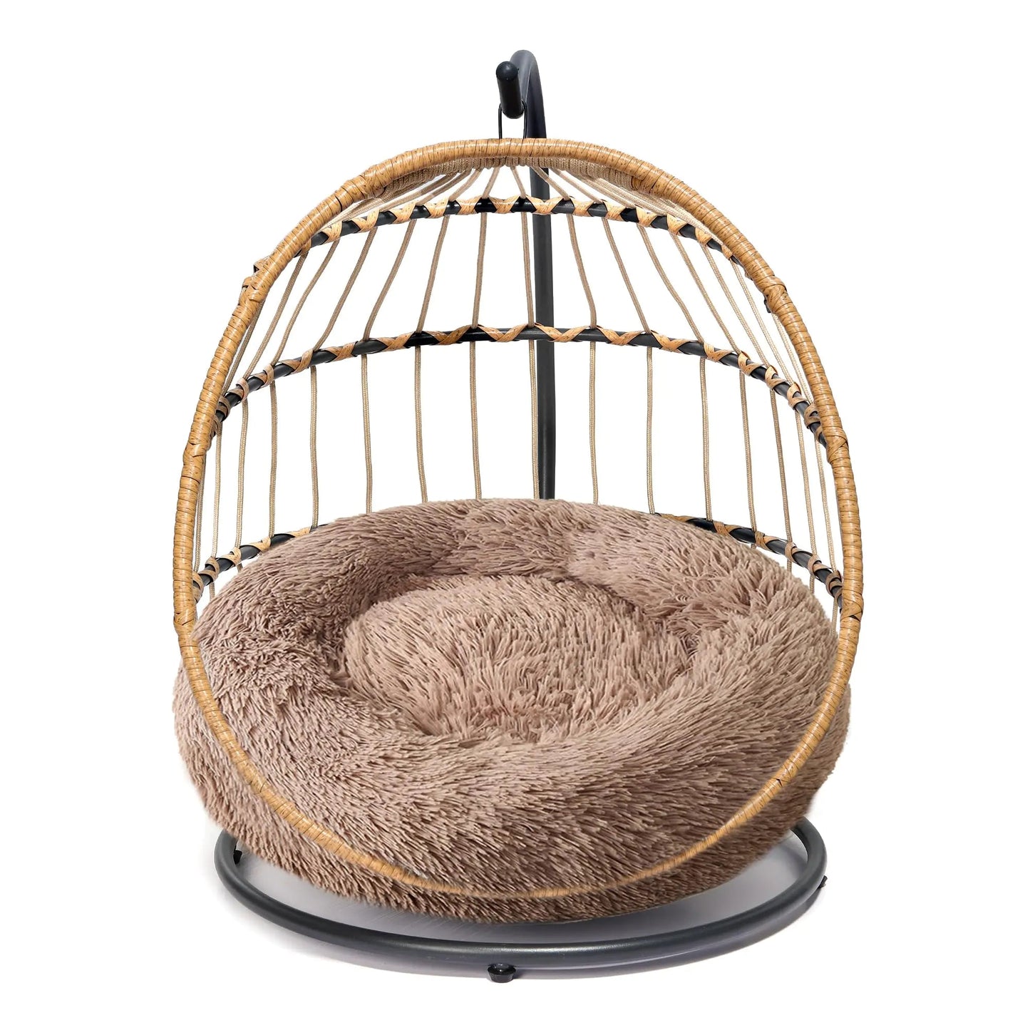 Pet Egg Chair Cat Bed Hanging Swing Bed Hand Made Rattan Hammock with Removable Soft Cushion - Kia Day Design