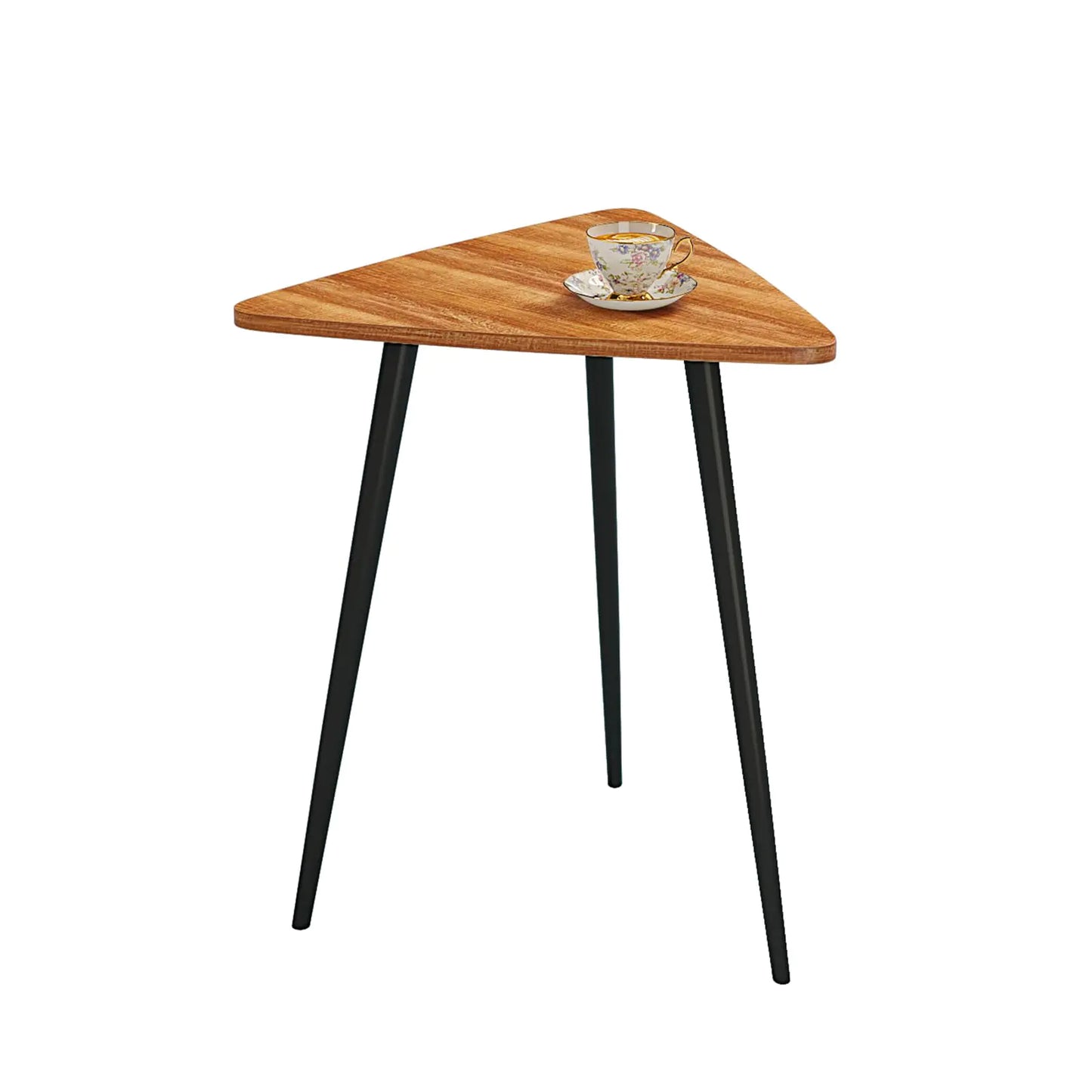 Small Walnut Triangle Mid Century Modern End Table - - Table