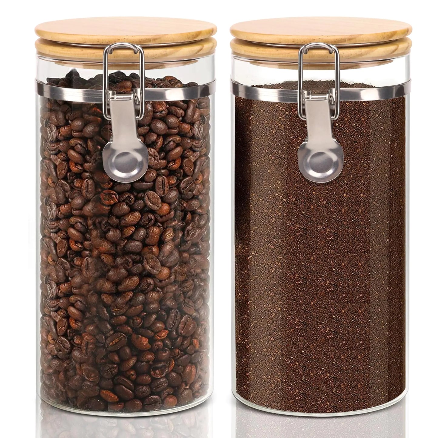 Glass Storage Jar Set with Airtight Bamboo Lids - Kia Day Design