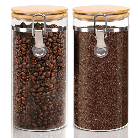 Glass Storage Jar Set with Airtight Bamboo Lids - Kia Day Design