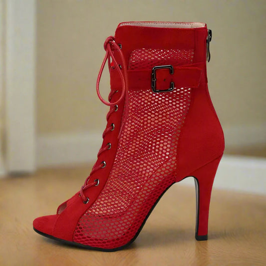 Peep Toe Gladiator Ankle Boots - - Shoes